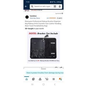 Rownyeon Professional Makeup Brushes Organizer Bag Makeup Artist  - Only Bag